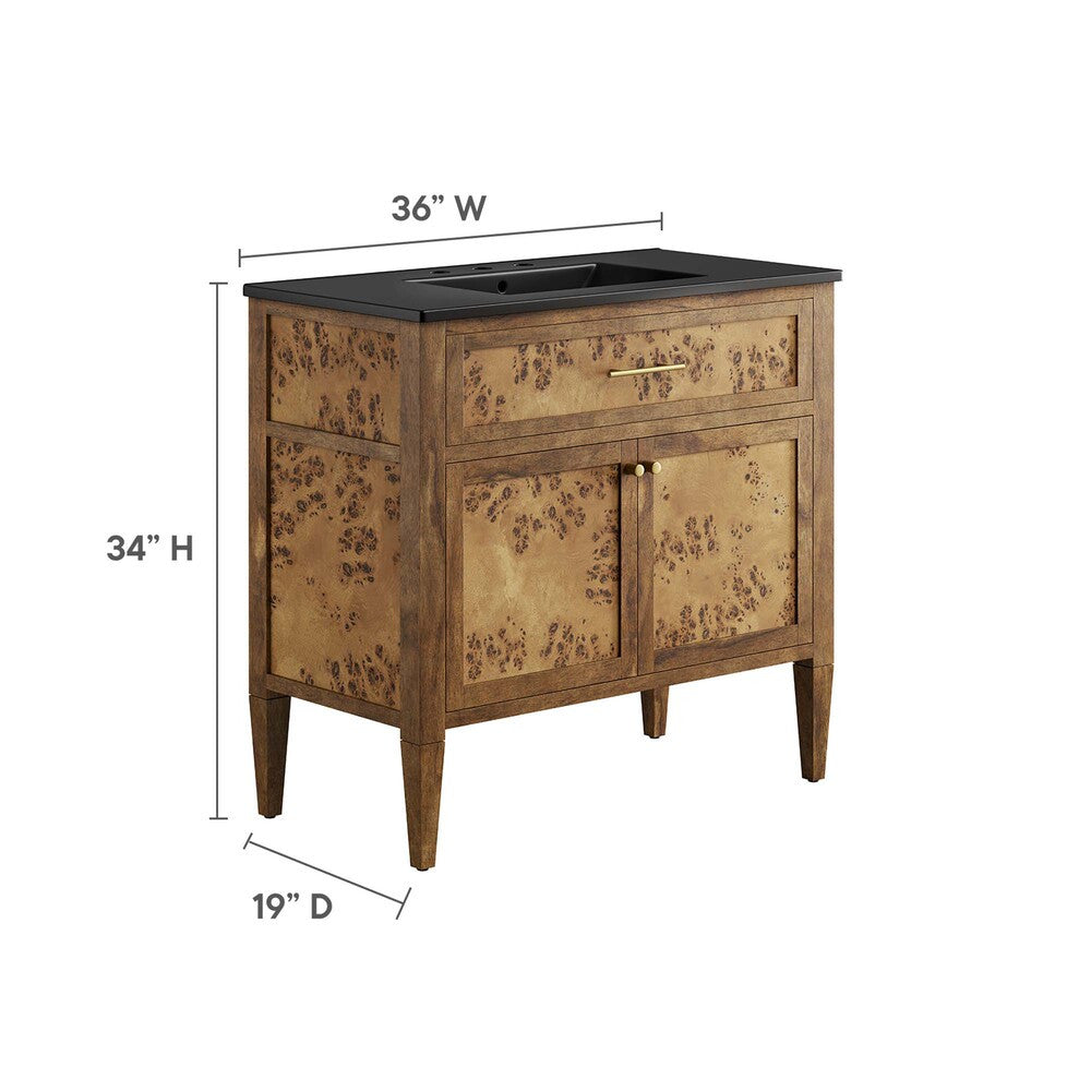 EEI-6450-BLK-BRN Elysian 36" Wood Bathroom Vanity by Modway