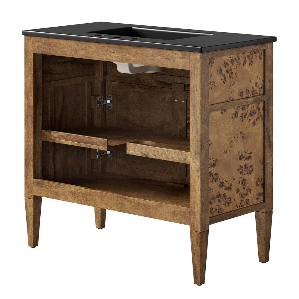 EEI-6450-BLK-BRN Elysian 36" Wood Bathroom Vanity by Modway