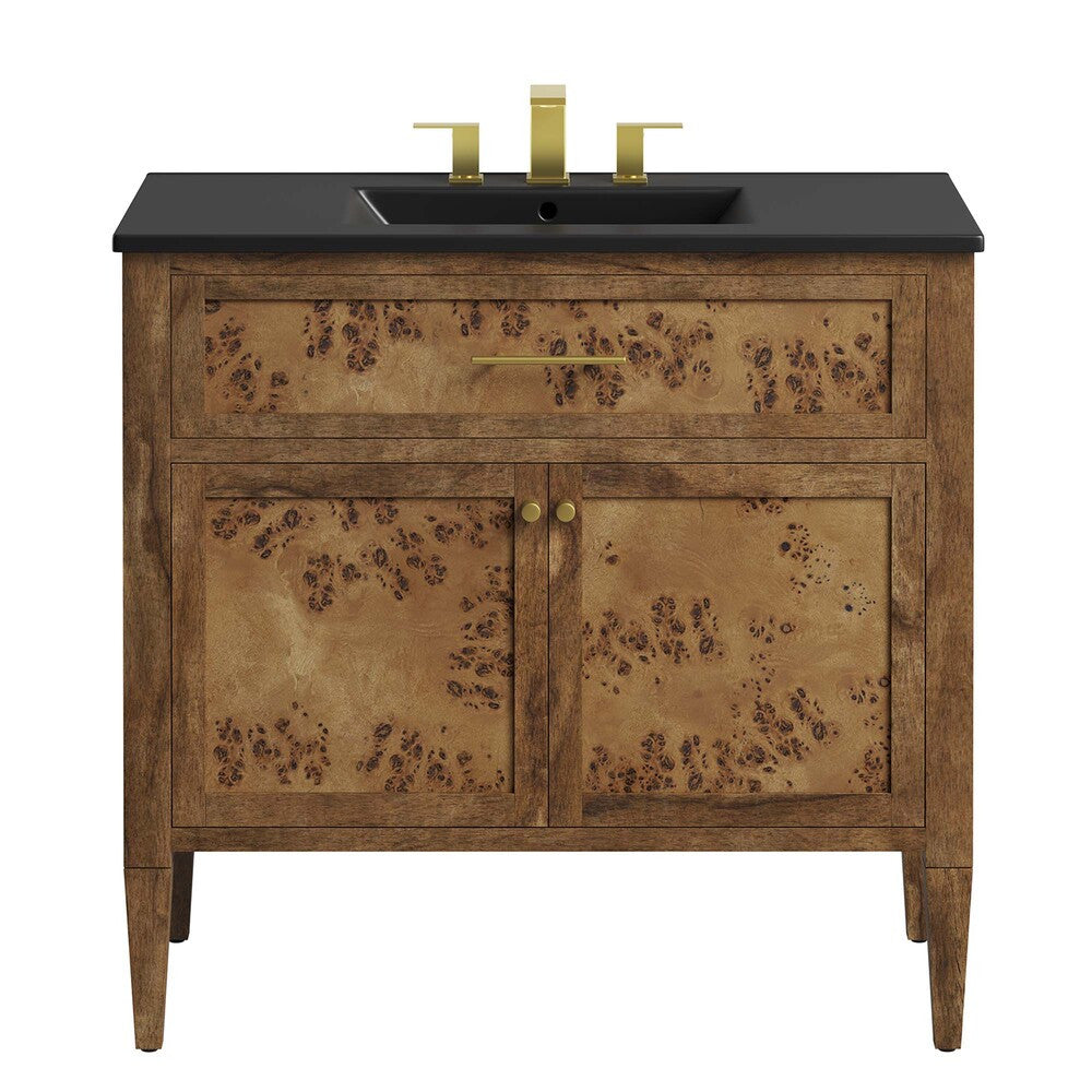 EEI-6450-BLK-BRN Elysian 36" Wood Bathroom Vanity by Modway