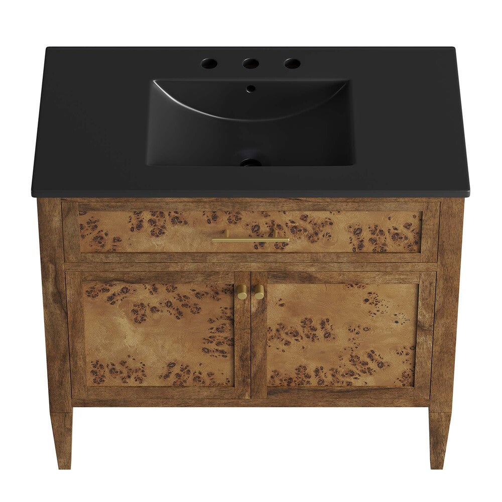 EEI-6450-BLK-BRN Elysian 36" Wood Bathroom Vanity by Modway