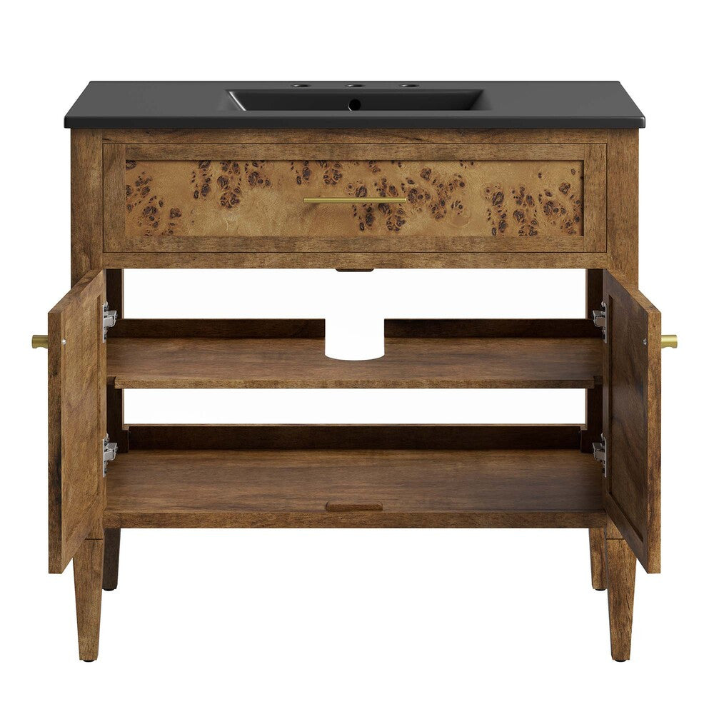 EEI-6450-BLK-BRN Elysian 36" Wood Bathroom Vanity by Modway