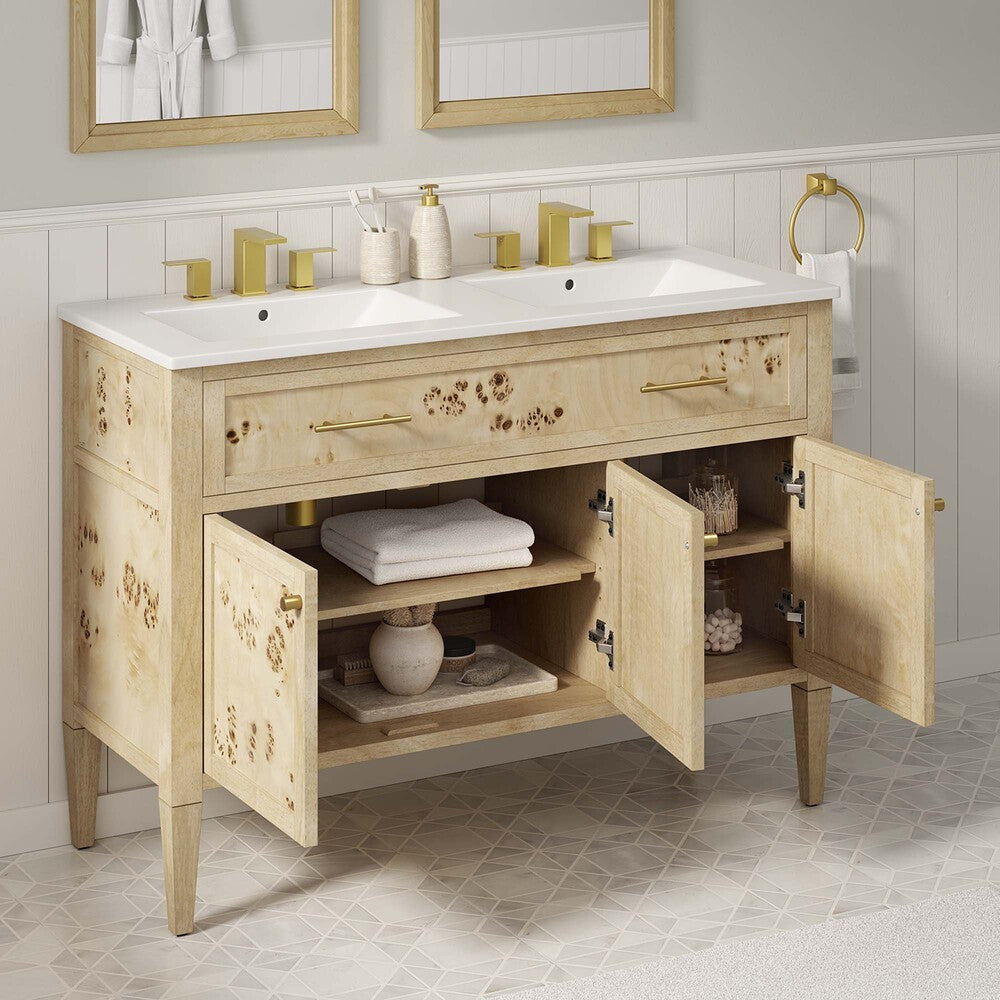 Modway Elysian 48" Double Sink Bathroom Vanity by Modway-EEI-6454-WHI-BUR
