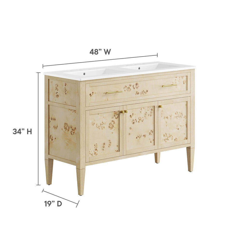 Modway Elysian 48" Double Sink Bathroom Vanity by Modway-EEI-6454-WHI-BUR