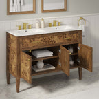 EEI-6456-WHI-BRN Elysian 48" Wood Double Sink Bathroom Vanity by Modway