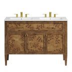 EEI-6456-WHI-BRN Elysian 48" Wood Double Sink Bathroom Vanity by Modway