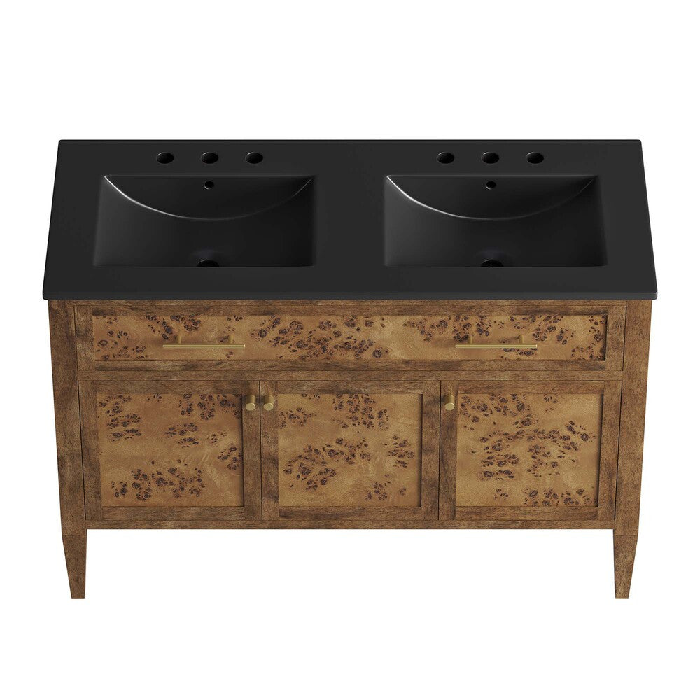 EEI-6457-BLK-BRN Elysian 48" Wood Double Sink Bathroom Vanity by Modway