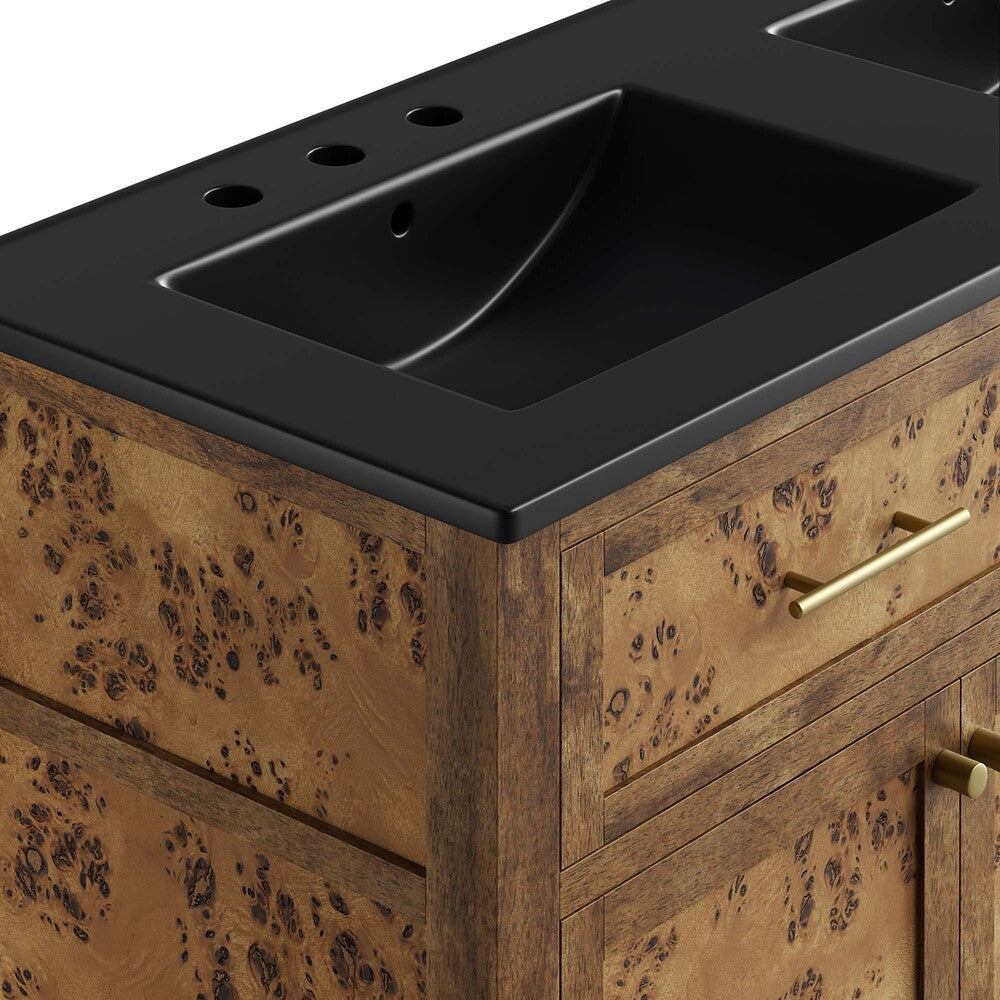 EEI-6457-BLK-BRN Elysian 48" Wood Double Sink Bathroom Vanity by Modway