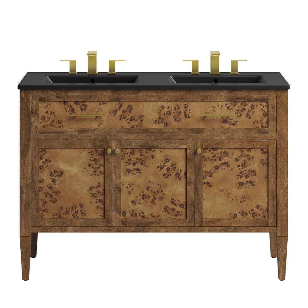 EEI-6457-BLK-BRN Elysian 48" Wood Double Sink Bathroom Vanity by Modway
