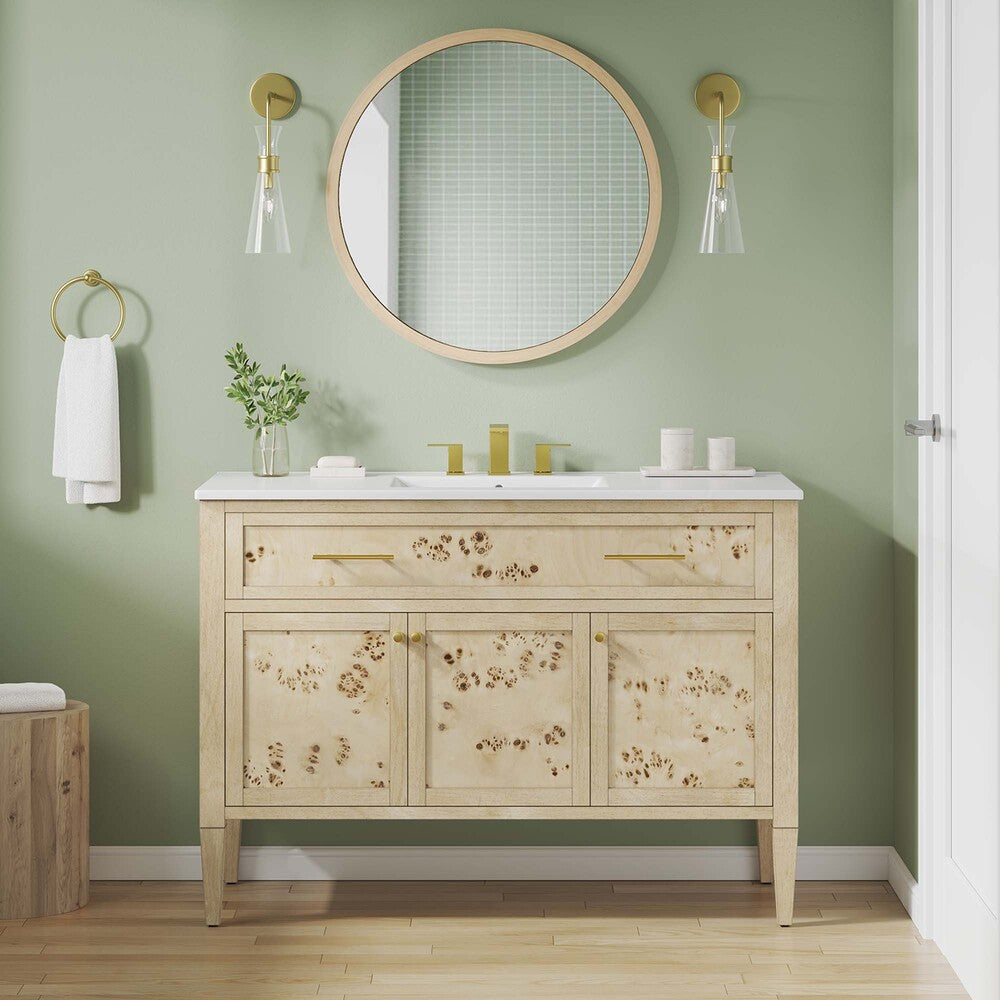 EEI-6451-WHI-BUR Elysian 48" Wood Single Sink Bathroom Vanity by Modway