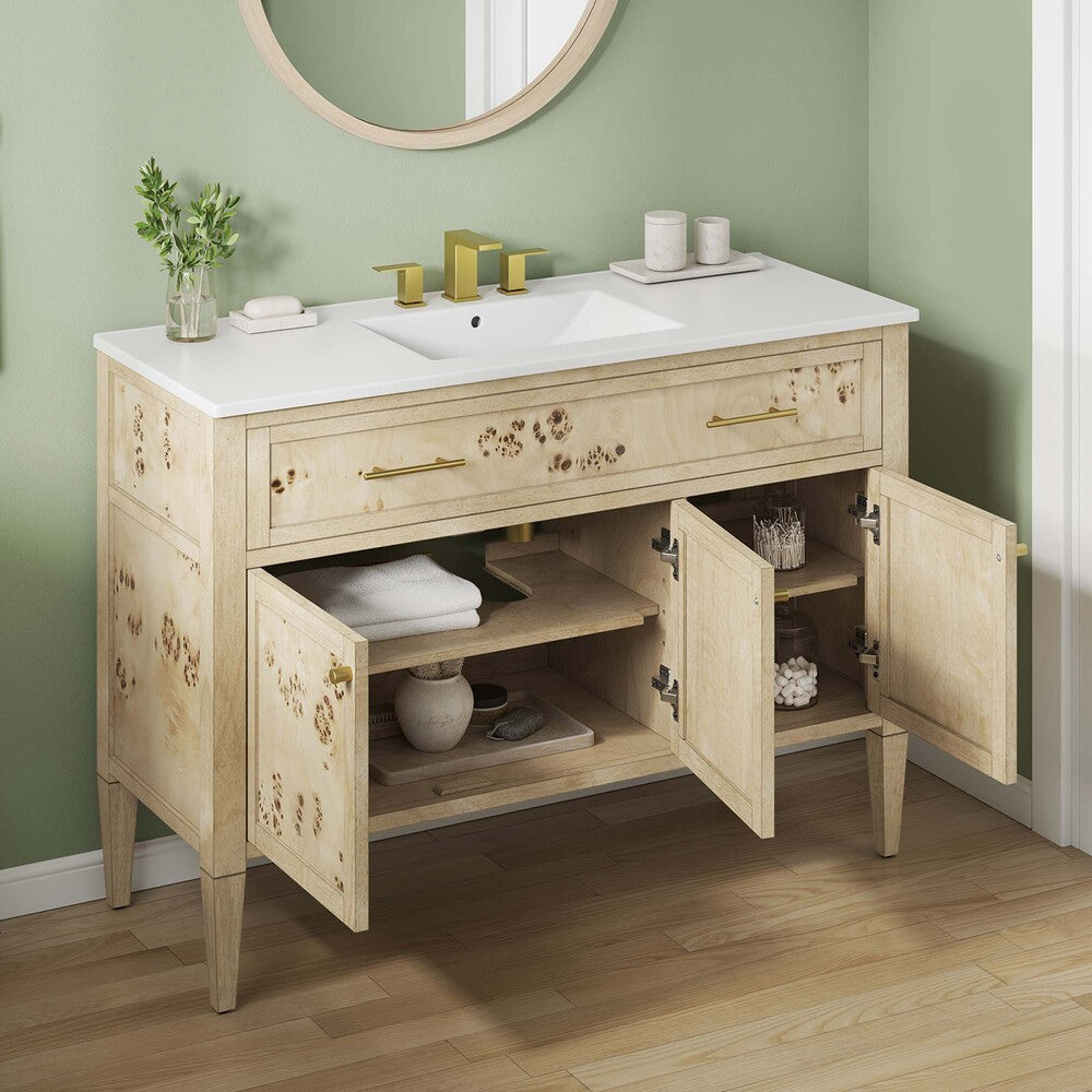 EEI-6451-WHI-BUR Elysian 48" Wood Single Sink Bathroom Vanity by Modway
