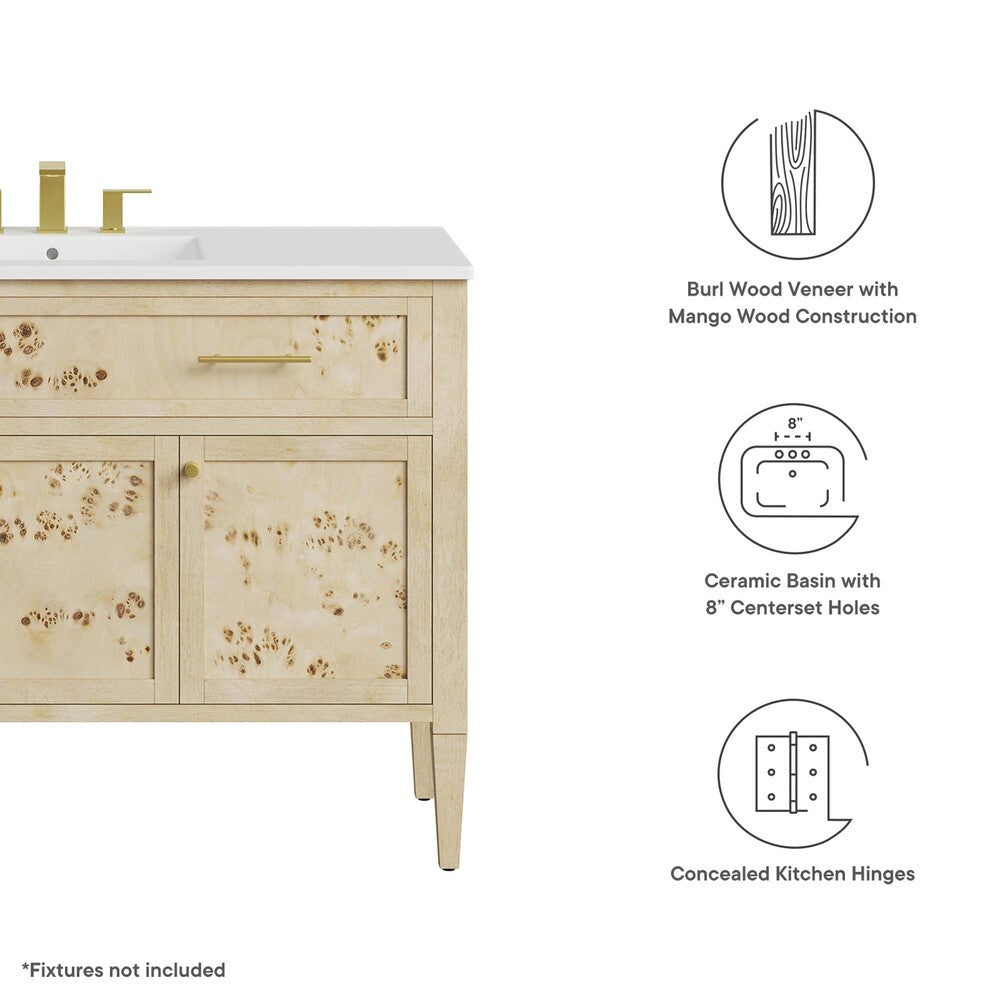 EEI-6451-WHI-BUR Elysian 48" Wood Single Sink Bathroom Vanity by Modway