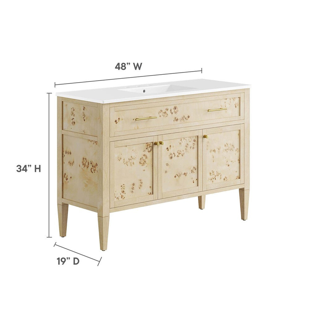 EEI-6451-WHI-BUR Elysian 48" Wood Single Sink Bathroom Vanity by Modway