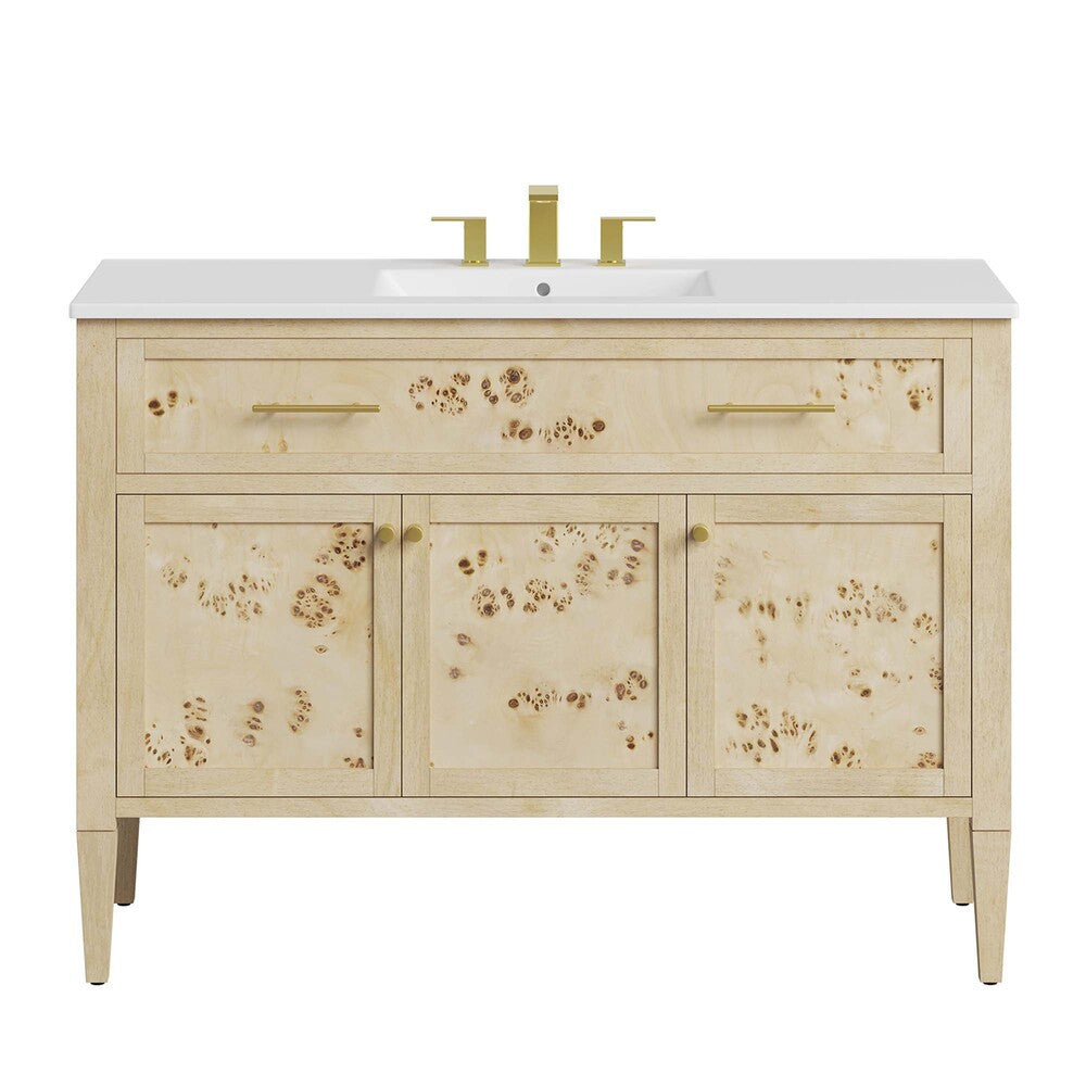 EEI-6451-WHI-BUR Elysian 48" Wood Single Sink Bathroom Vanity by Modway