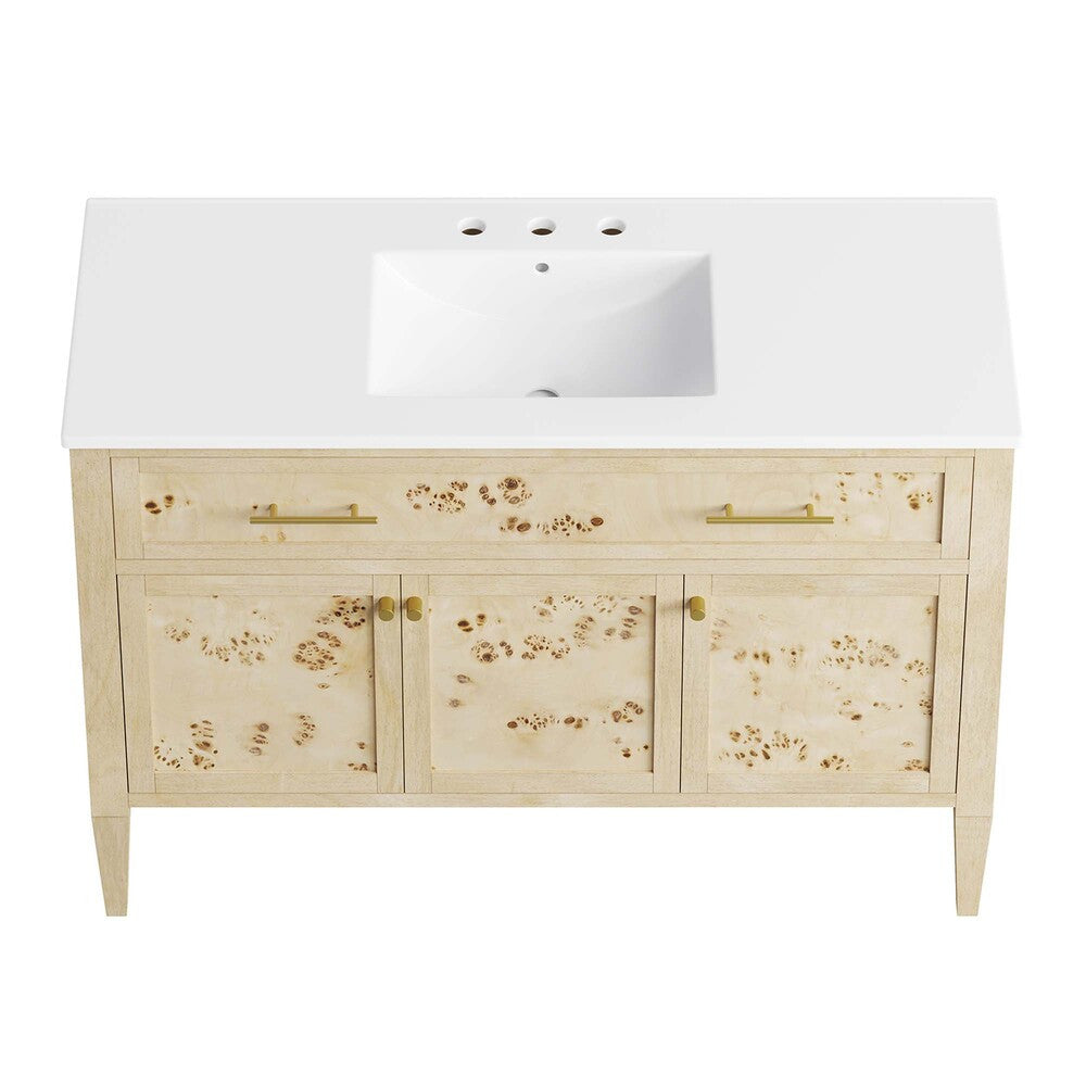 EEI-6451-WHI-BUR Elysian 48" Wood Single Sink Bathroom Vanity by Modway