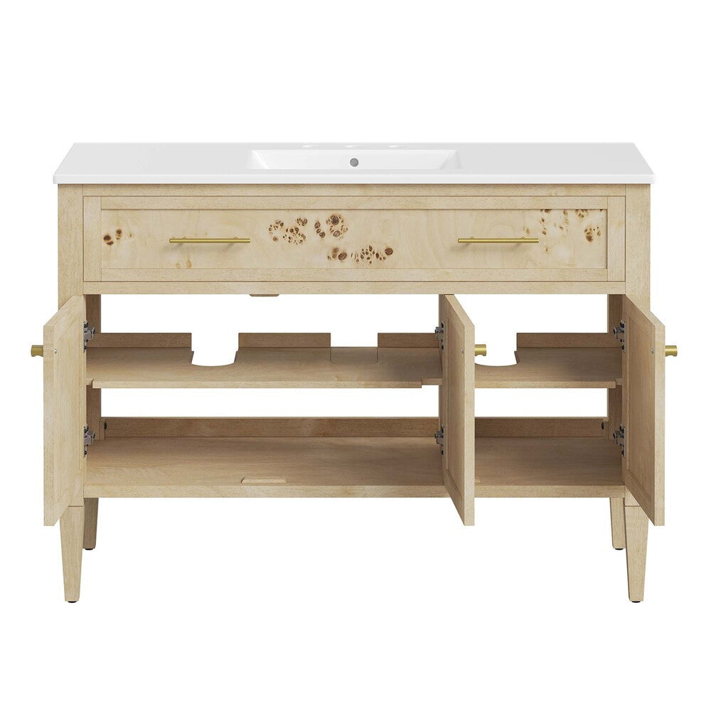 EEI-6451-WHI-BUR Elysian 48" Wood Single Sink Bathroom Vanity by Modway