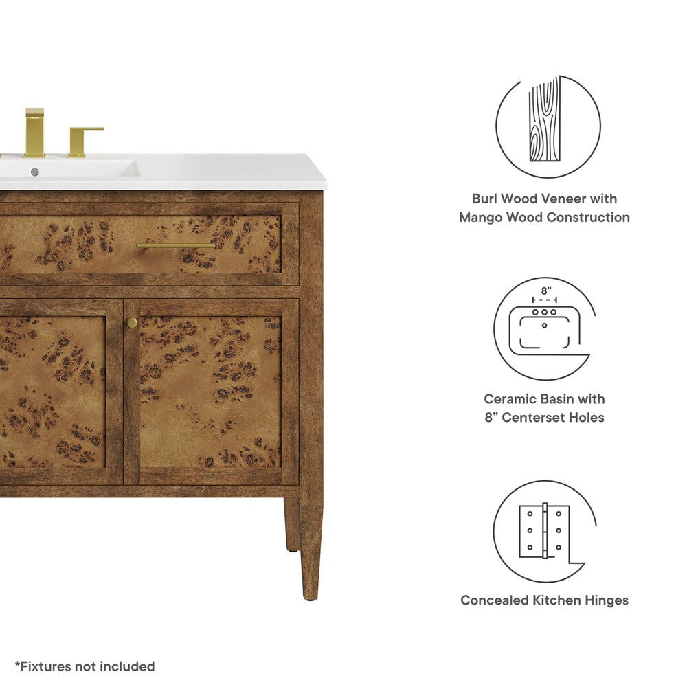 EEI-6452-WHI-BRN Elysian 48" Wood Single Sink Bathroom Vanity by Modway