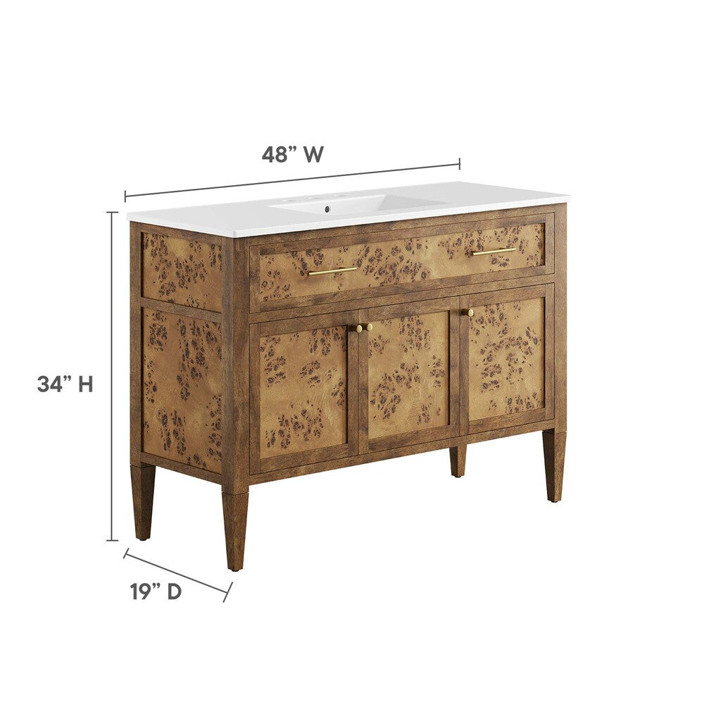 EEI-6452-WHI-BRN Elysian 48" Wood Single Sink Bathroom Vanity by Modway