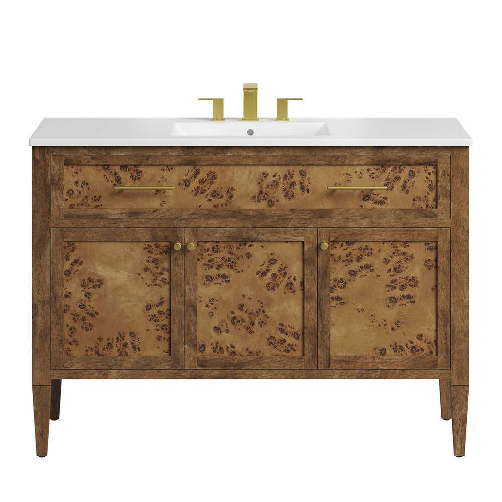 EEI-6452-WHI-BRN Elysian 48" Wood Single Sink Bathroom Vanity by Modway