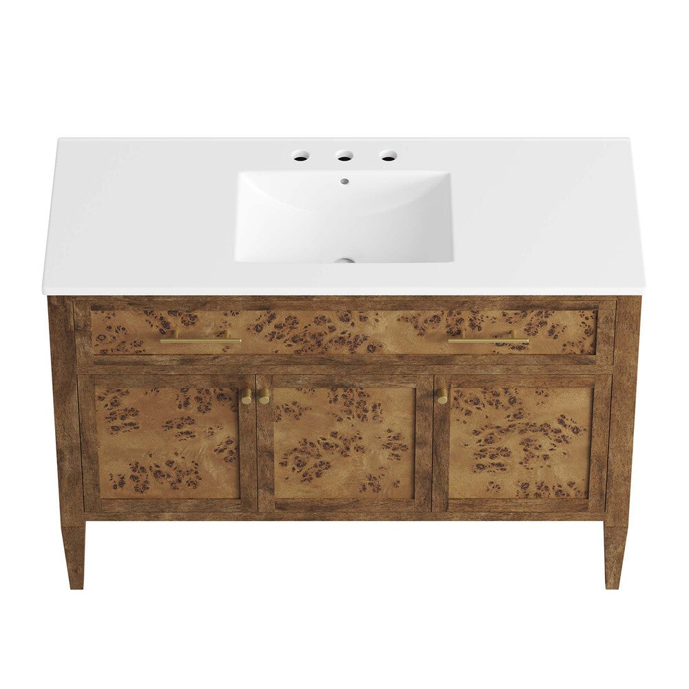 EEI-6452-WHI-BRN Elysian 48" Wood Single Sink Bathroom Vanity by Modway