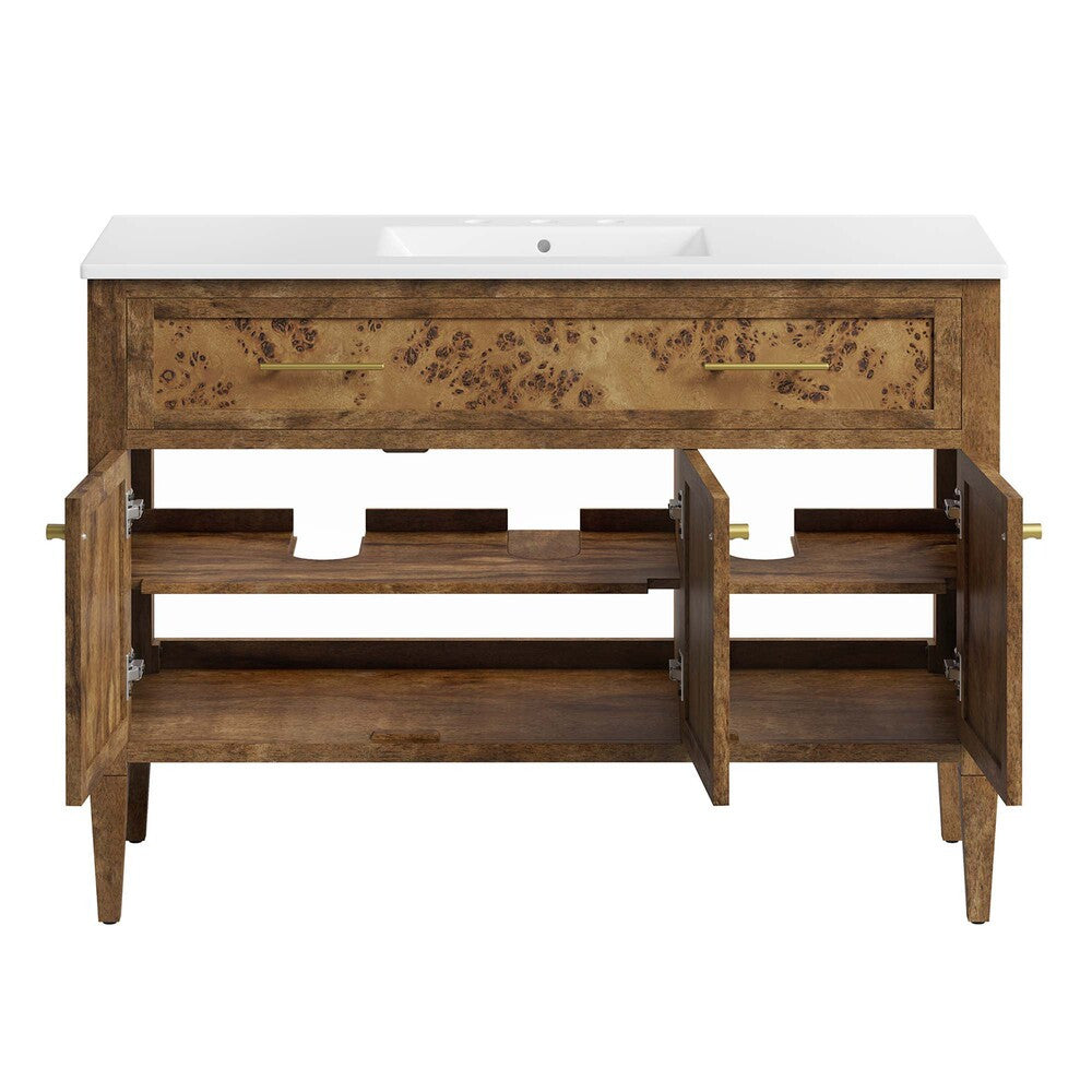EEI-6452-WHI-BRN Elysian 48" Wood Single Sink Bathroom Vanity by Modway