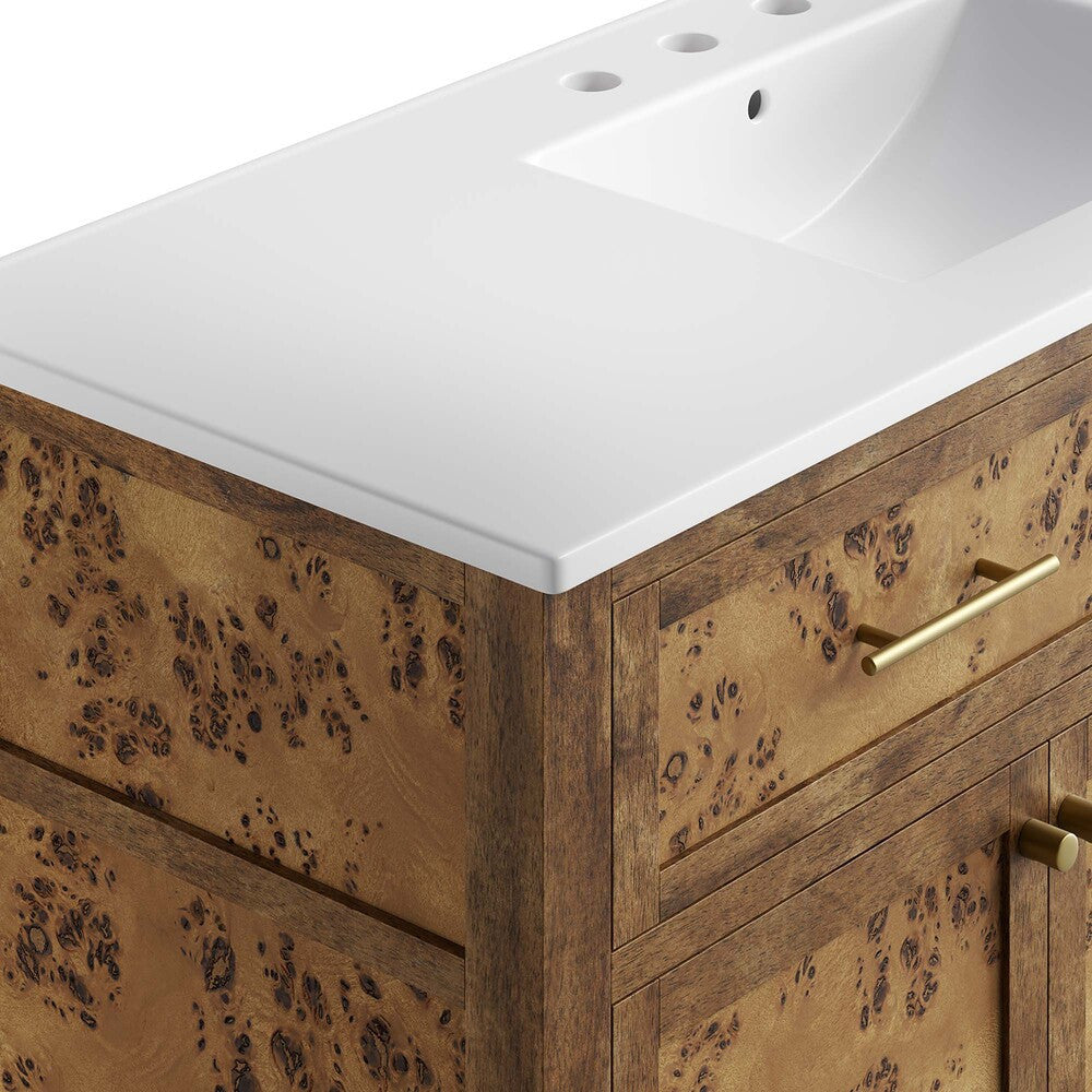 EEI-6452-WHI-BRN Elysian 48" Wood Single Sink Bathroom Vanity by Modway