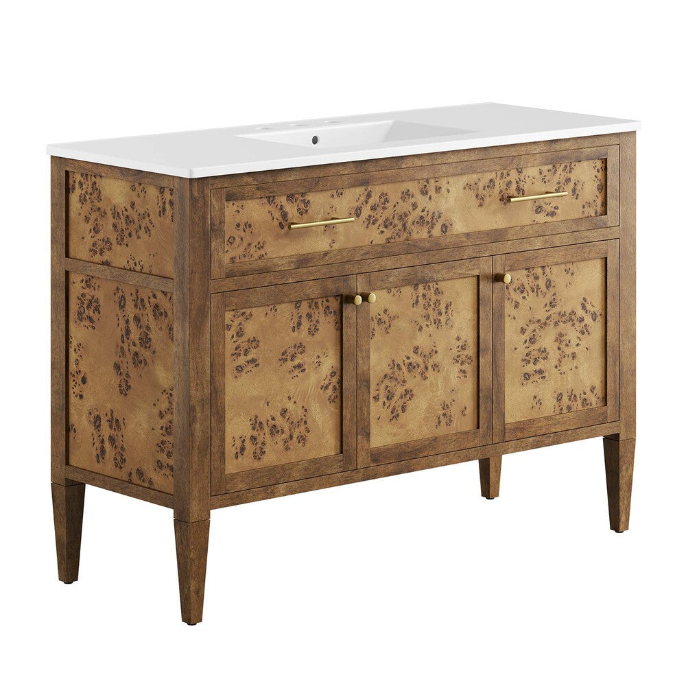 EEI-6452-WHI-BRN Elysian 48" Wood Single Sink Bathroom Vanity by Modway