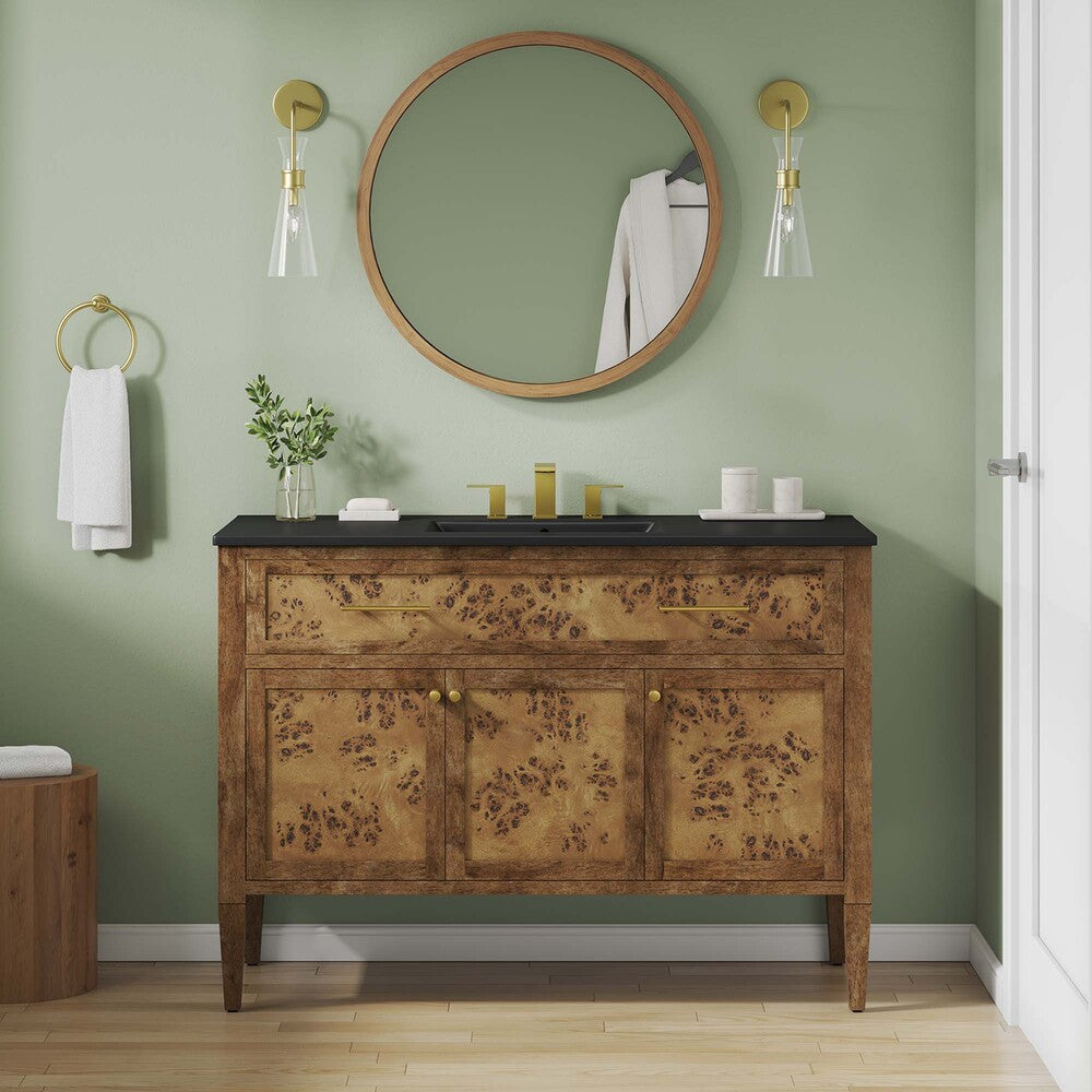 EEI-6453-BLK-BRN Elysian 48" Wood Single Sink Bathroom Vanity by Modway