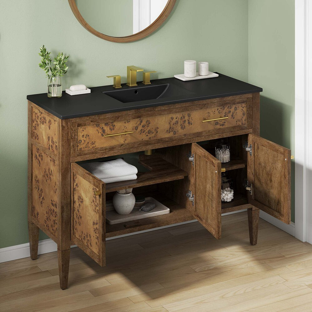EEI-6453-BLK-BRN Elysian 48" Wood Single Sink Bathroom Vanity by Modway