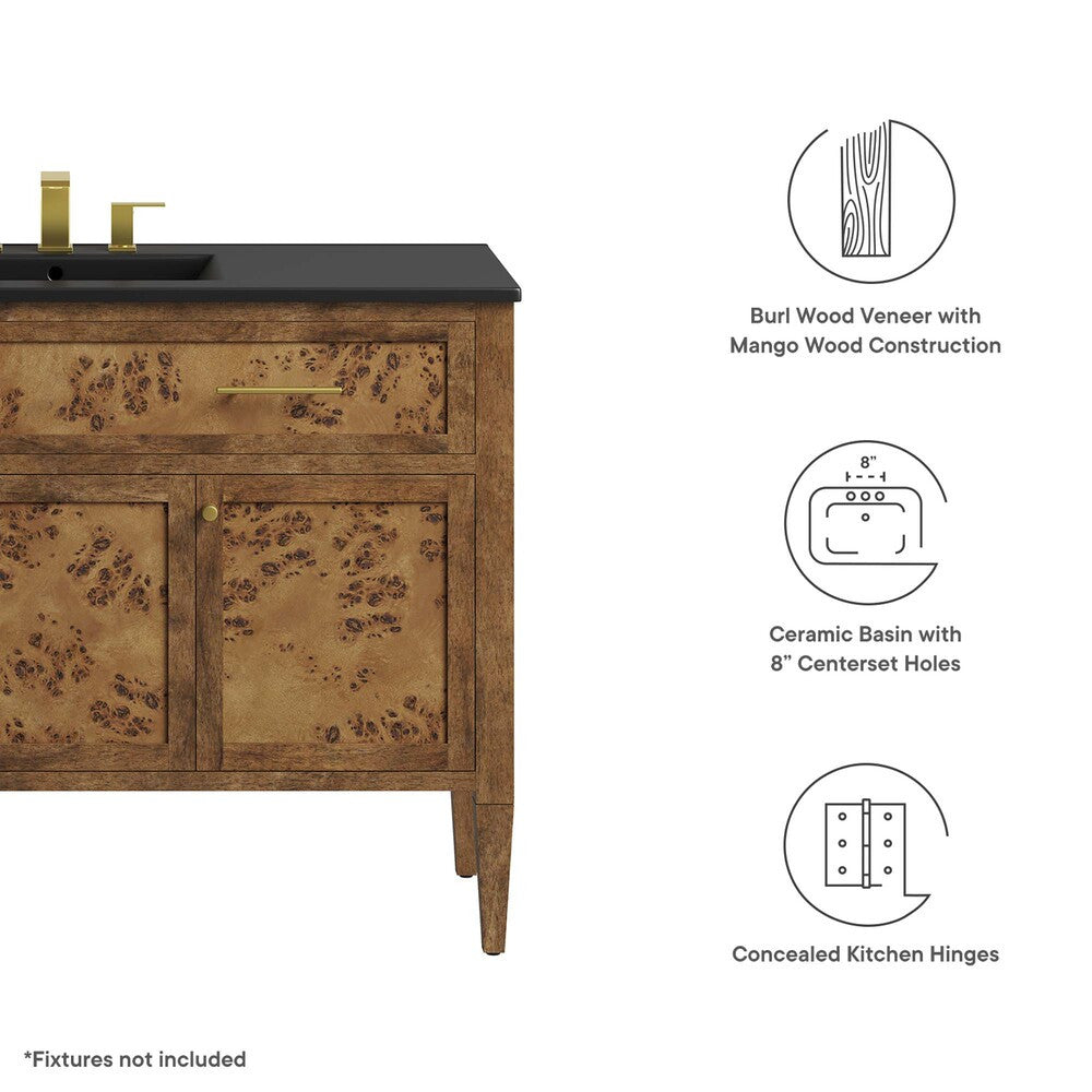 EEI-6453-BLK-BRN Elysian 48" Wood Single Sink Bathroom Vanity by Modway