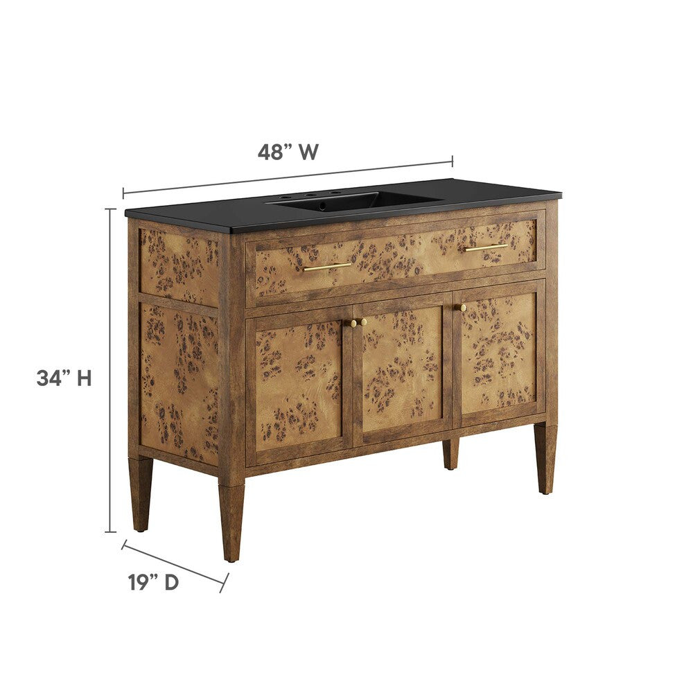 EEI-6453-BLK-BRN Elysian 48" Wood Single Sink Bathroom Vanity by Modway
