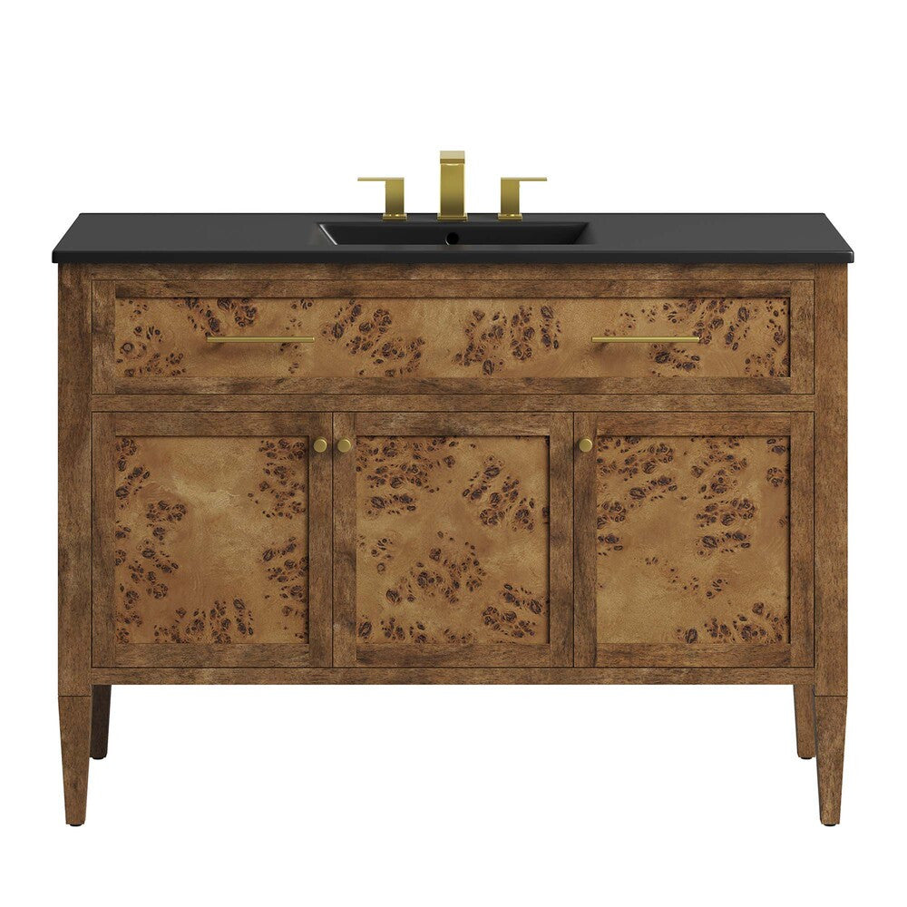EEI-6453-BLK-BRN Elysian 48" Wood Single Sink Bathroom Vanity by Modway