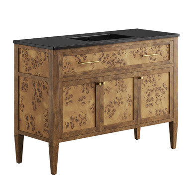 Modway EEI-6453-BLK-BRN Elysian 48" Wood Single Sink Bathroom Vanity Black Brown