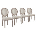 Modway EEI-3468-BEI Emanate Upholstered Fabric Dining Side Chair Set of 4 Beige