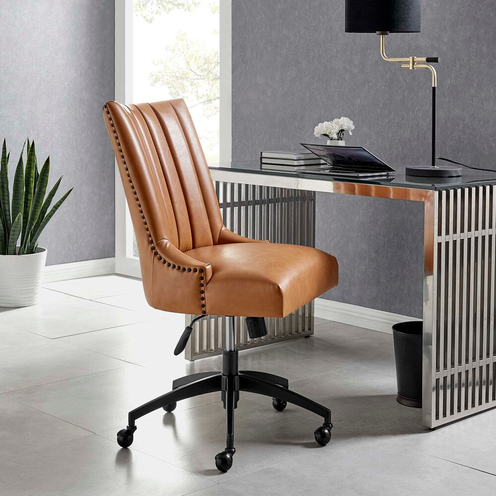 EEI-4577-BLK-TAN Empower Channel Tufted Vegan Leather Office Chair by Modway