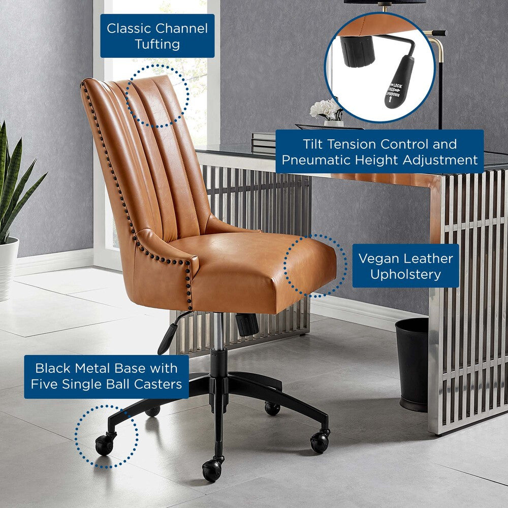 EEI-4577-BLK-TAN Empower Channel Tufted Vegan Leather Office Chair by Modway