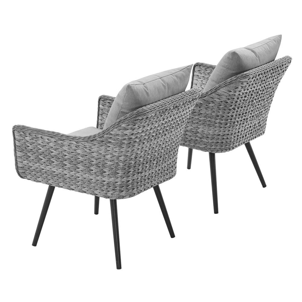 EEI-3176-GRY-GRY-SET Endeavor Outdoor Patio Wicker Rattan Armchair Set of 2 by Modway