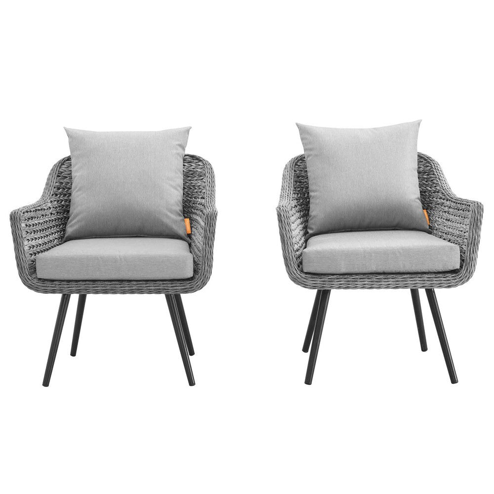 EEI-3176-GRY-GRY-SET Endeavor Outdoor Patio Wicker Rattan Armchair Set of 2 by Modway
