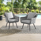 EEI-3176-GRY-GRY-SET Endeavor Outdoor Patio Wicker Rattan Armchair Set of 2 by Modway
