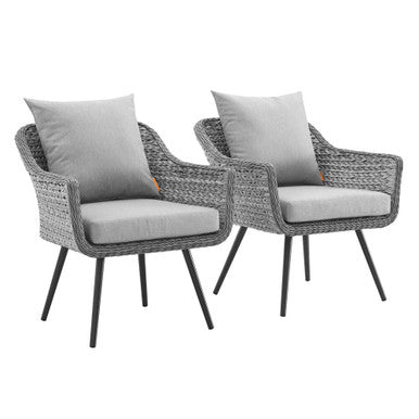Modway EEI-3176-GRY-GRY-SET Endeavor Outdoor Patio Wicker Rattan Armchair Set of 2 Gray Gray