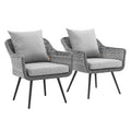 Modway EEI-3176-GRY-GRY-SET Endeavor Outdoor Patio Wicker Rattan Armchair Set of 2 Gray Gray
