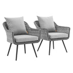 Modway EEI-3176-GRY-GRY-SET Endeavor Outdoor Patio Wicker Rattan Armchair Set of 2 Gray Gray