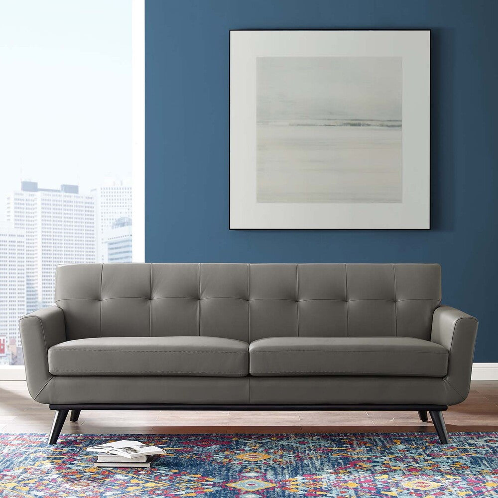 EEI-3733 Engage Top-Grain Leather Living Room Lounge Sofa by Modway