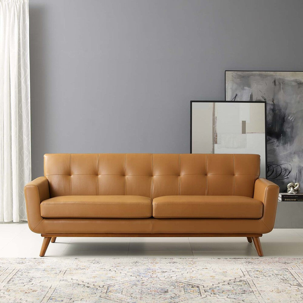 EEI-3733 Engage Top-Grain Leather Living Room Lounge Sofa by Modway