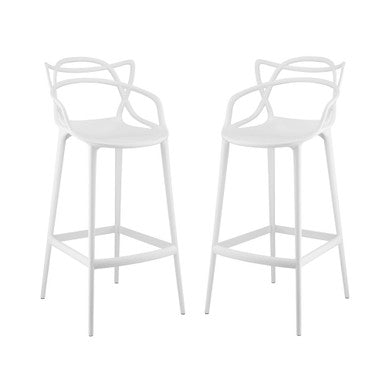 Modway EEI-2349-WHI-SET Entangled Bar Stool Set of 2 White
