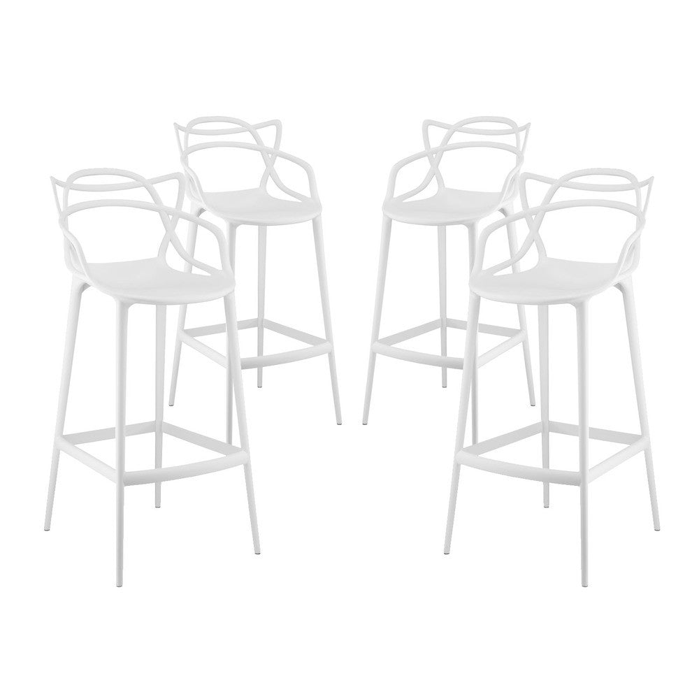 EEI-2402-WHI-SET Entangled Bar Stool Set of 4 by Modway