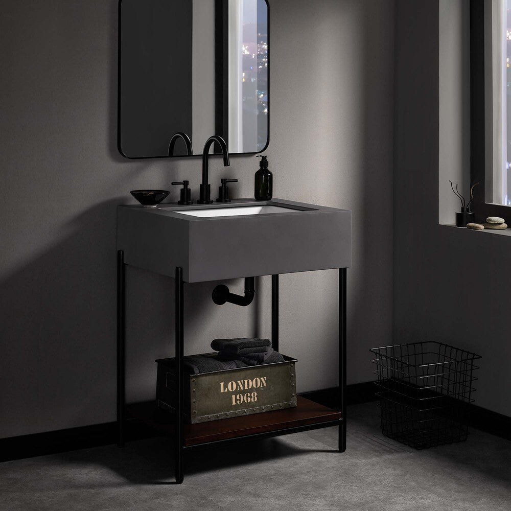 EEI-6861-BLK-WHI Etch 24" Bathroom Vanity with Sink by Modway