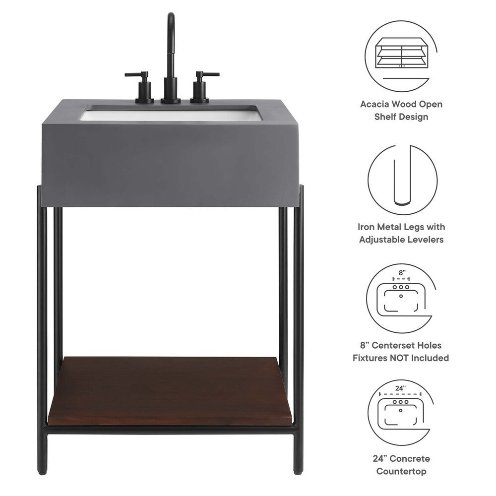 EEI-6861-BLK-WHI Etch 24" Bathroom Vanity with Sink by Modway