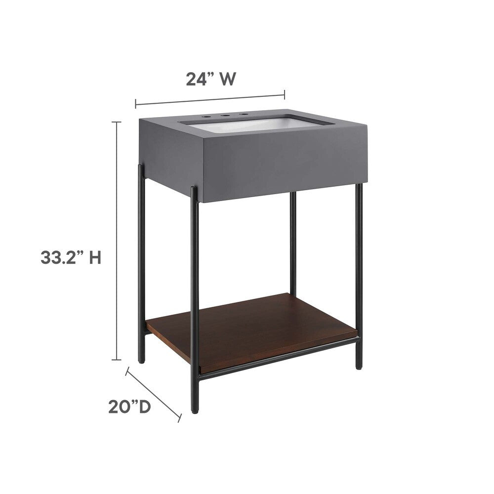 EEI-6861-BLK-WHI Etch 24" Bathroom Vanity with Sink by Modway