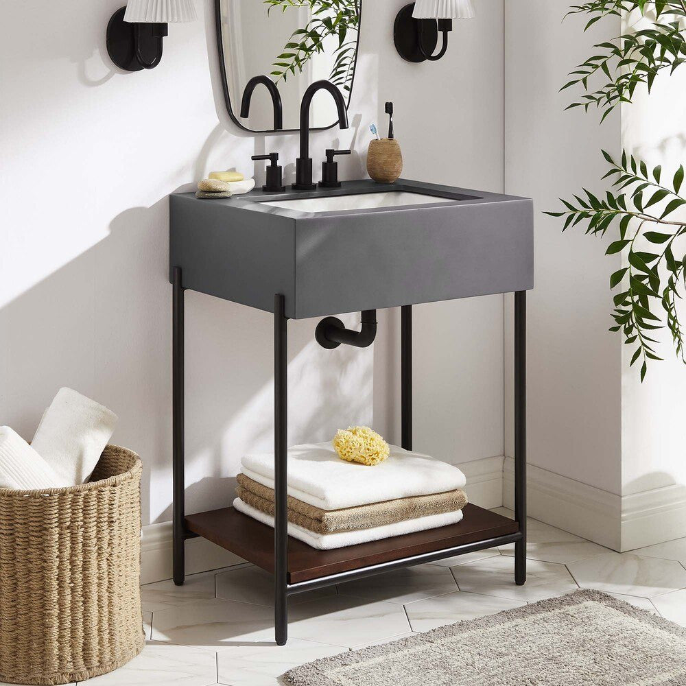 EEI-6861-BLK-WHI Etch 24" Bathroom Vanity with Sink by Modway