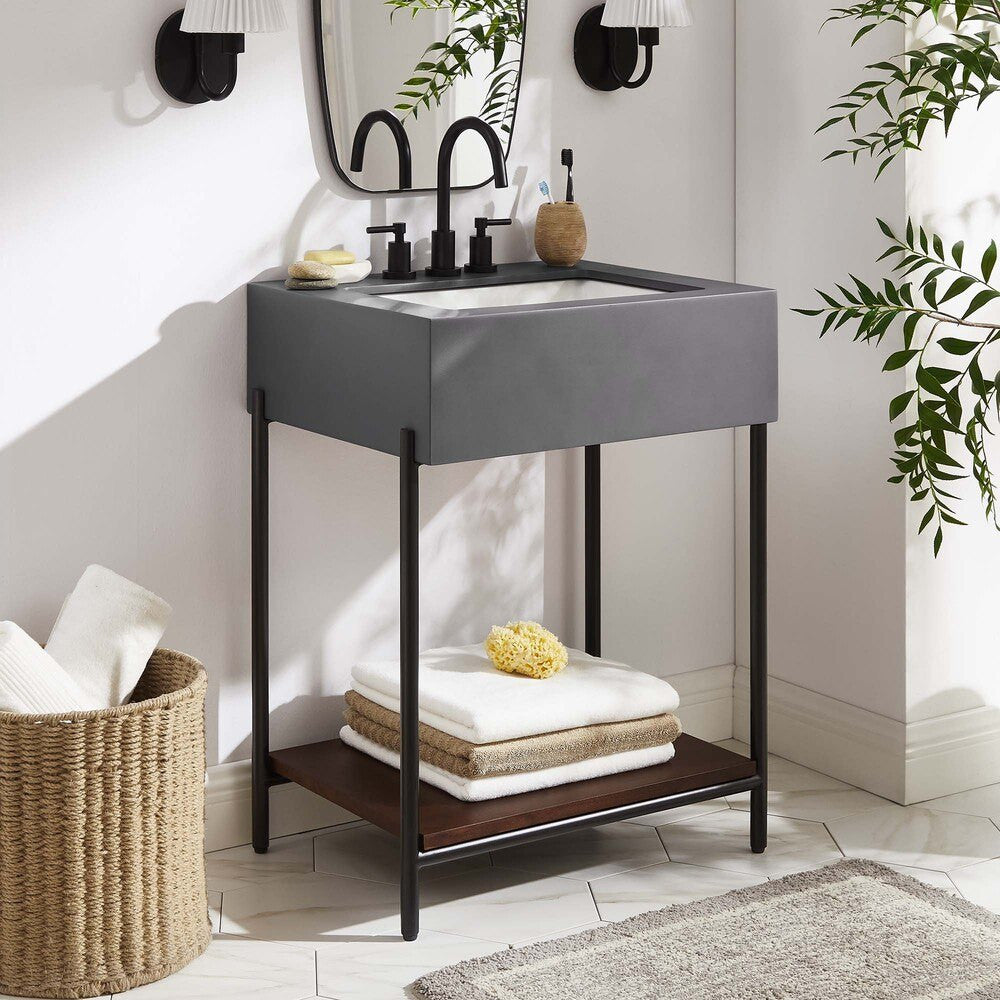 EEI-6861-BLK-WHI Etch 24" Bathroom Vanity with Sink by Modway